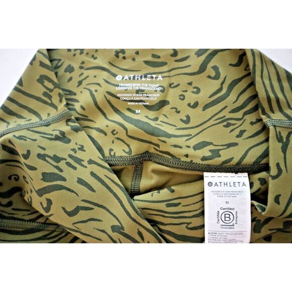 Athleta 798638-09 Women Sz M Green Animal Print Transcend 7/8 Tight Leggings - Picture 4 of 11